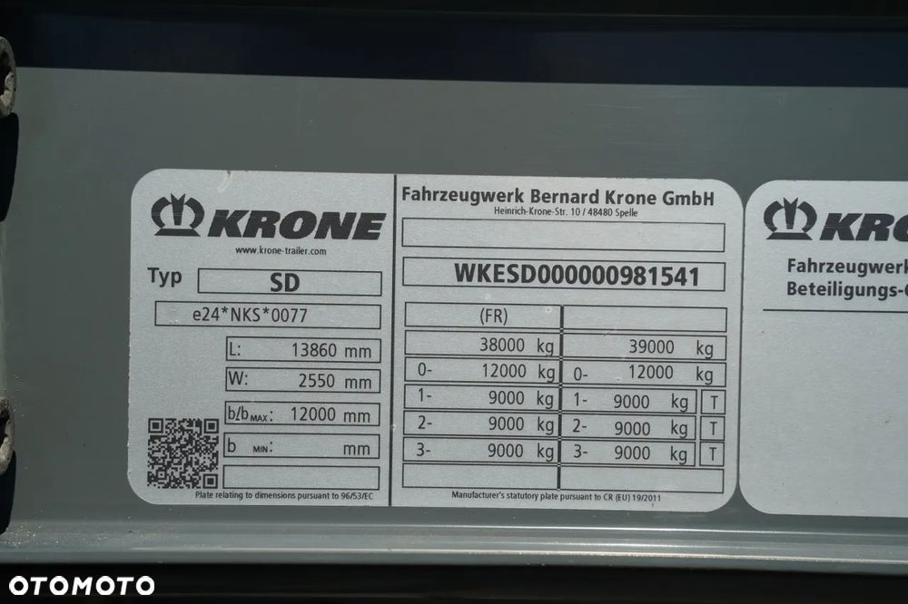 Krone FIRANKA MULDA DO STALI - 9 M / OŚ PODNOSZONA / COILMULDA / KOSZ NA PALETY - 30