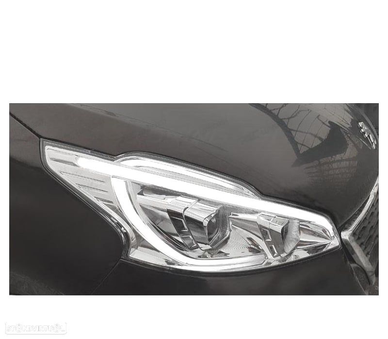CONJUNTO DE FARÓIS PEUGEOT 208 12-15 TUBE LIGHT CROMADOS - 2