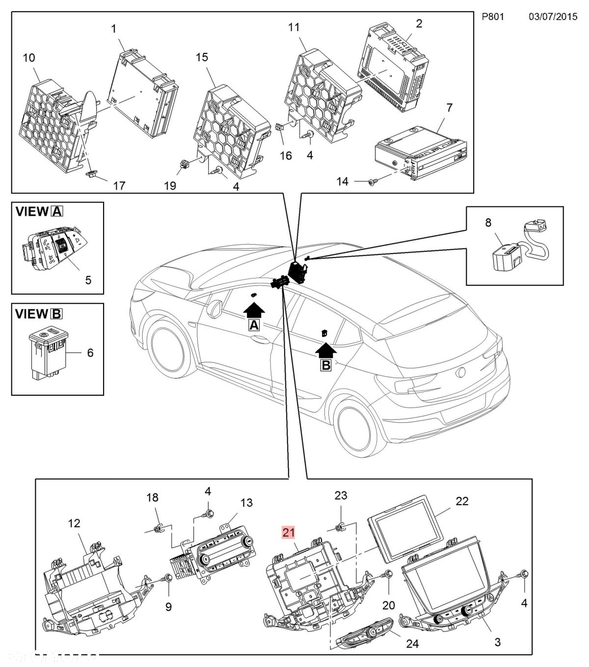 PANEL WYŚWIETLACZ RADIA NAWIGACJI OPEL ASTRA V K 555343750 39026780 - 2