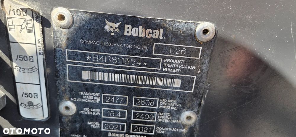 Bobcat <<Bobcat E26, 2021rok, tylko 1400 Mtg, waga 2600 kg, 2 łyżki, sprowadzona>> - 11