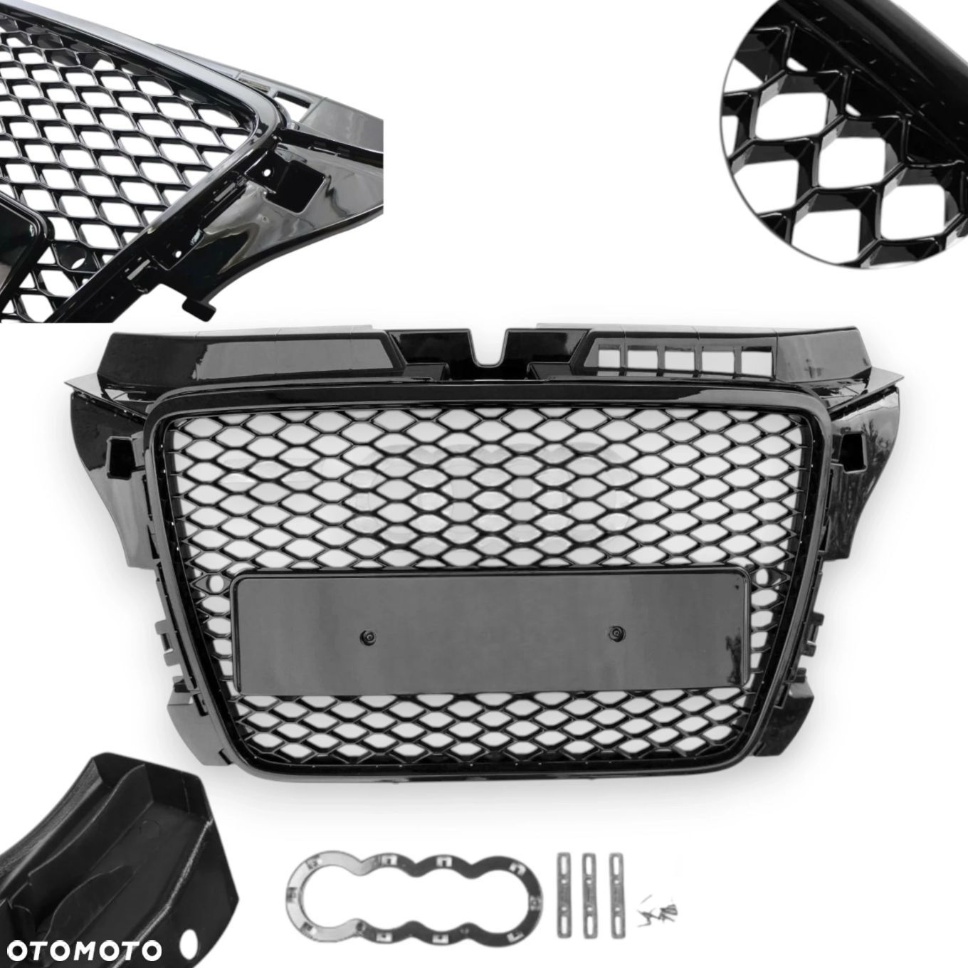 AUDI A3 8P 08- ATRAPA CHŁODNICY GRILL PLASTER MIODU CZARNY POŁYSK +L - 1