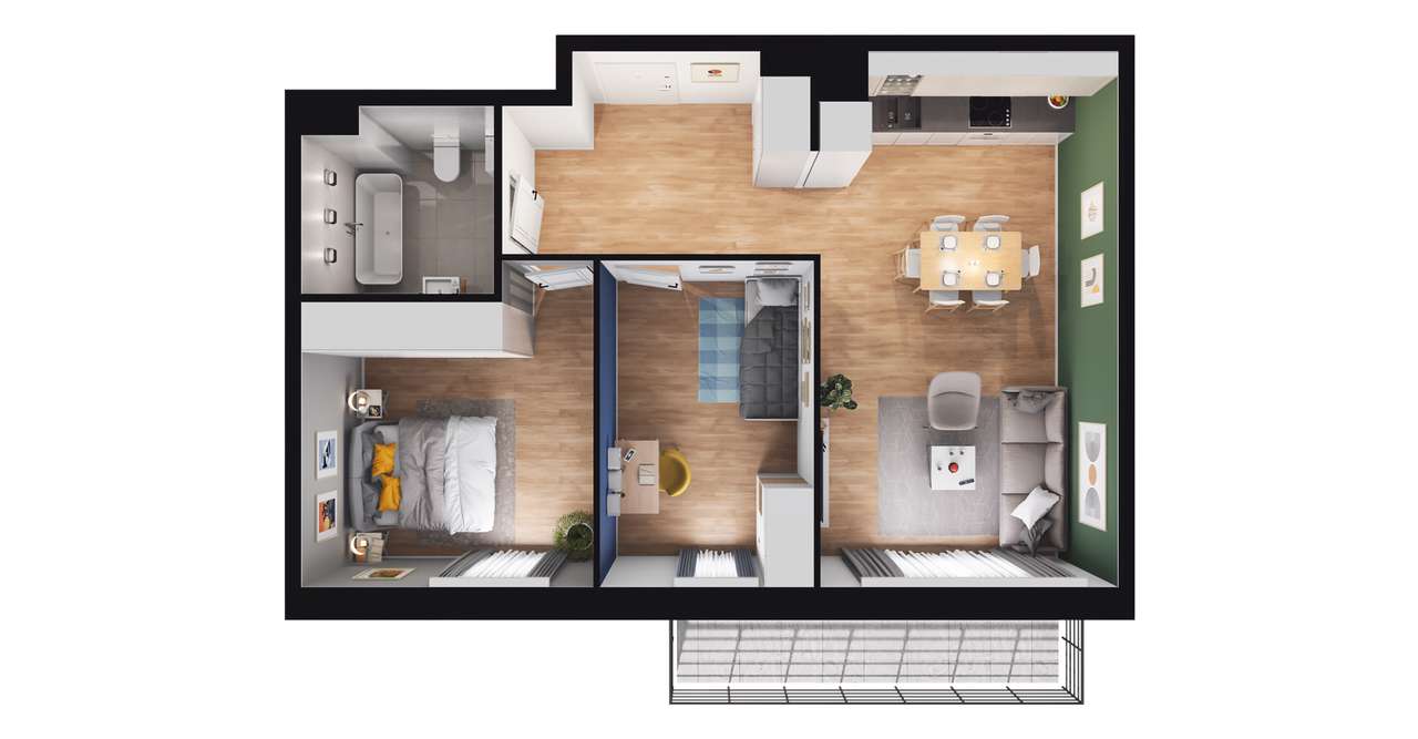 3-pokojowe mieszkanie 59m2 + balkon Bezpośrednio - Pełny obrazek: 2/23