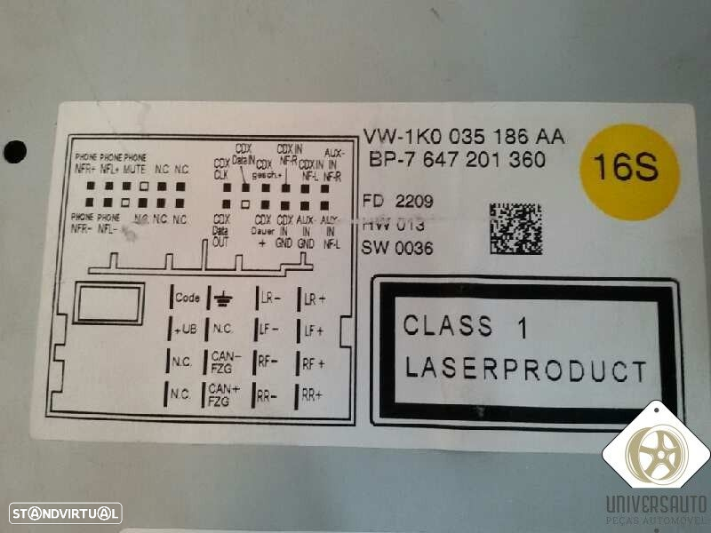 SISTEMA AUDIO / RADIO CD VOLKSWAGEN GOLF VI 2009 - 3