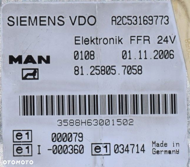KOMPUTER/ STEROWNIK FFR MAN TGX TGS 81.25805. 7058 - 3