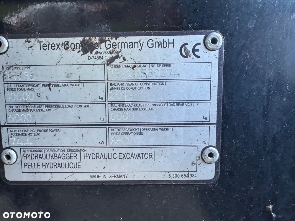 Terex TW85 z Niemiec Rototilt podpory 4 łyżki - 10