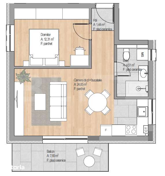 Apartament 2 camere, 43.11 mp, finisat nou, etajul 2, garaj, zona Ceta — fotografia 1
