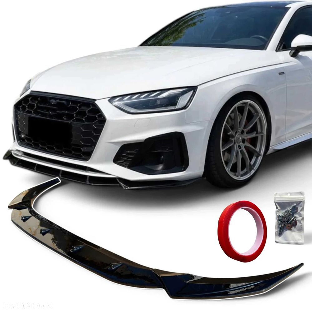 Przednia Dokładka Zderzaka AUDI A4 B9,5 2019+ SLINE SpoilerCZARNY POŁYSK