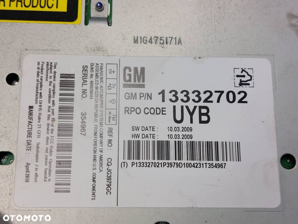RADIO ODTWARZACZ + PANEL NAWIEWU RAMKA OPEL ASTRA J 13332702 13346049 - 5