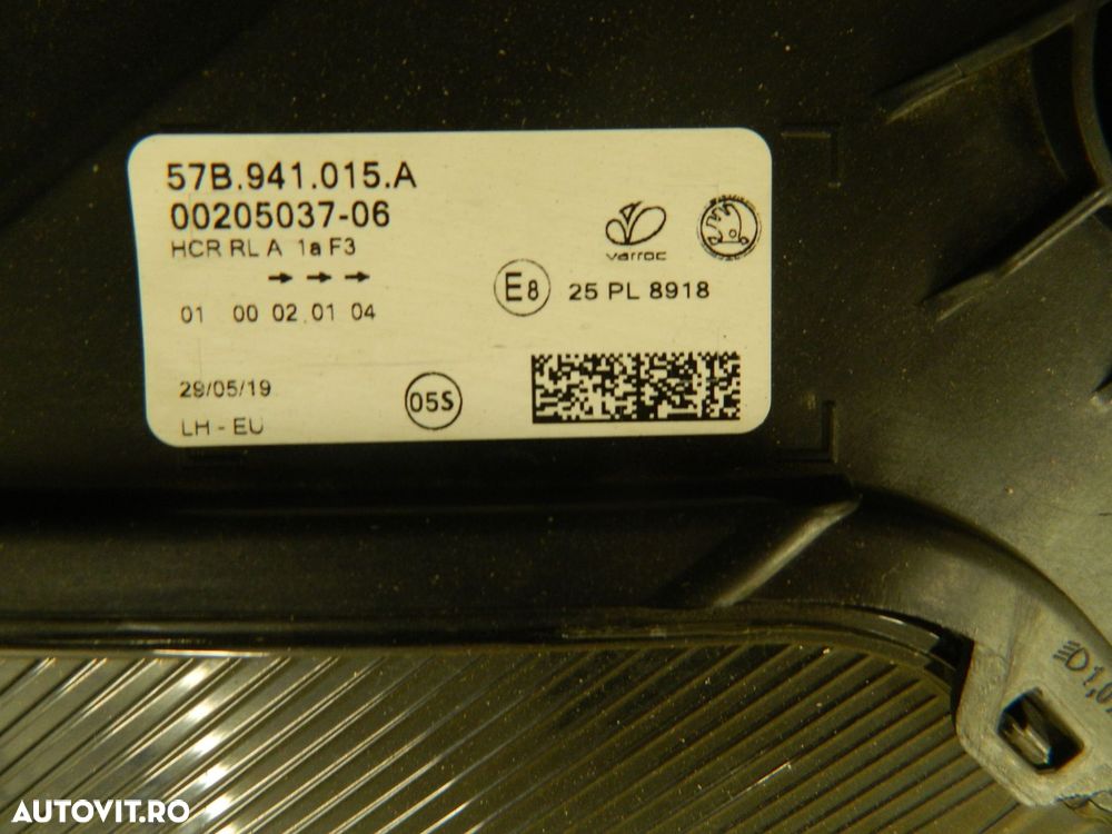 Far stanga Skoda karoq Halogen, 2017,  2018, 2019, 2020, 2021, cod origne 57B941015A. - 6