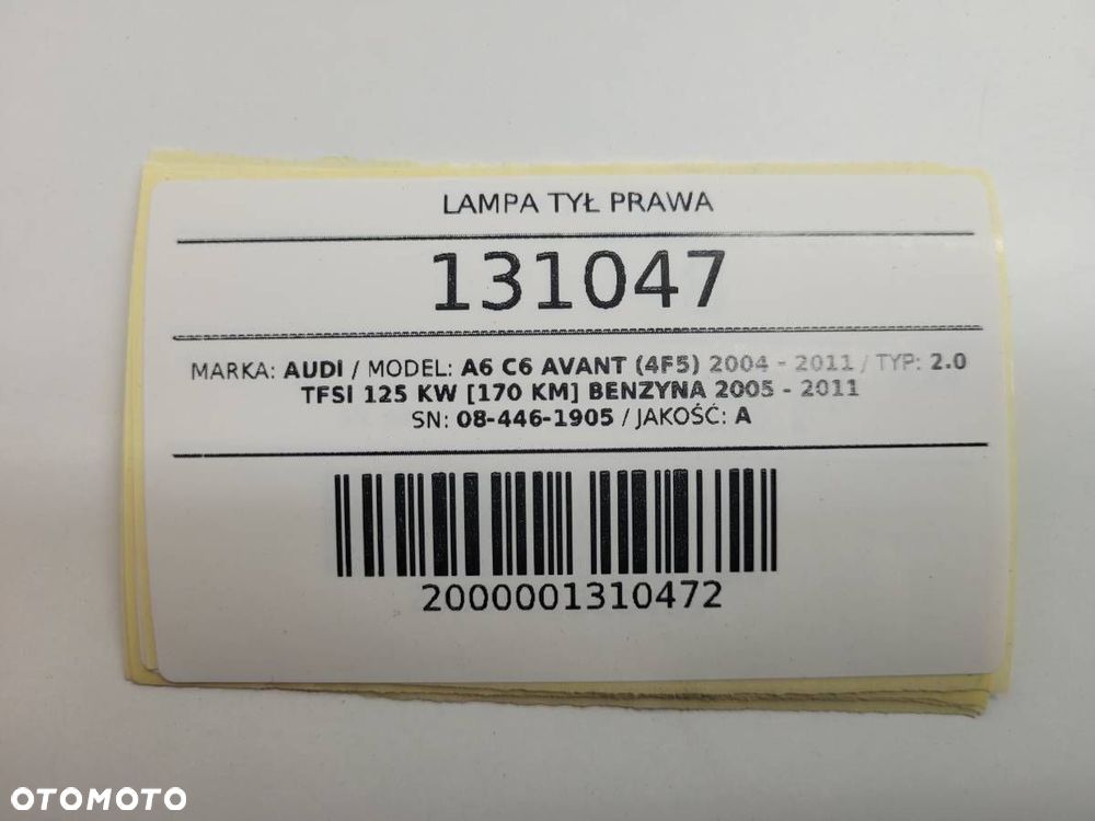 LAMPA TYŁ TYLNA PRAWA W BŁOTNIK AUDI A6 C6 KOMBI LIFT EU - 13