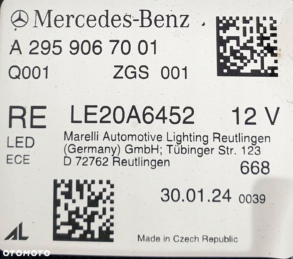 Mercedes EQE W295 Reflektor Prawy A2959067001 - 11