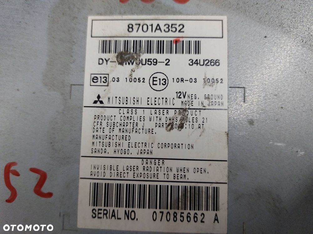 RADIO ODTWARZACZ + RAMKA MITSUBISHI ASX I 8701A352 8002A920XA - 2