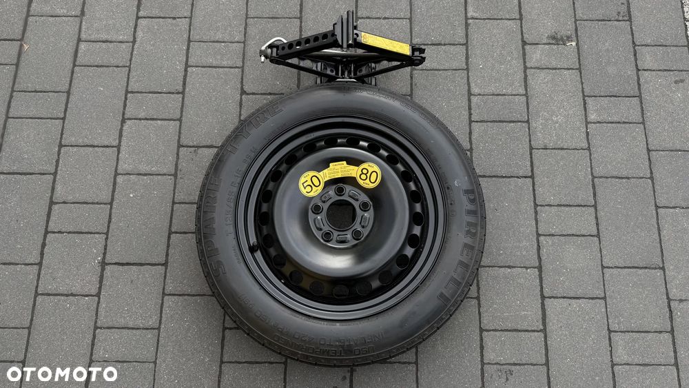 NOWE Koło dojazdowe + lewarek r16 5x108 125/85 et25 4J Volvo Ford Jaguar v50 s40 dojazdówka felga - 1