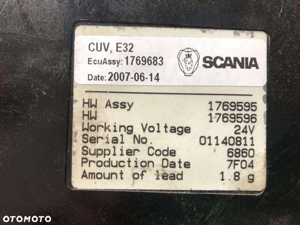 KOMPUTER STEROWNIK MODUŁ ŚWIATEŁ VIS SCANIA R P G  1769683 - 2