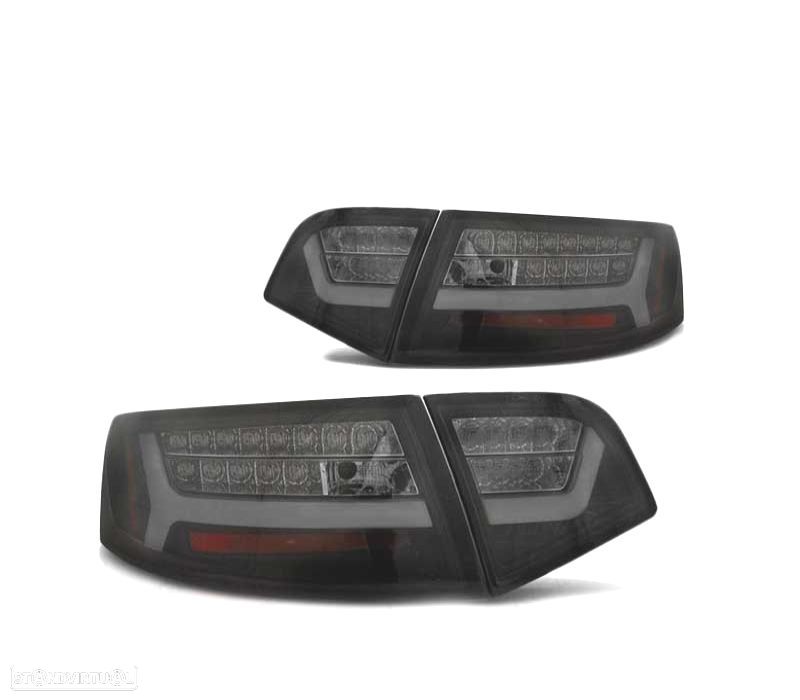 FAROLINS TRASEIROS LED PARA AUDI A6 SEDAN 08-11 PRETO FUMADO ESCURECIDO - 2