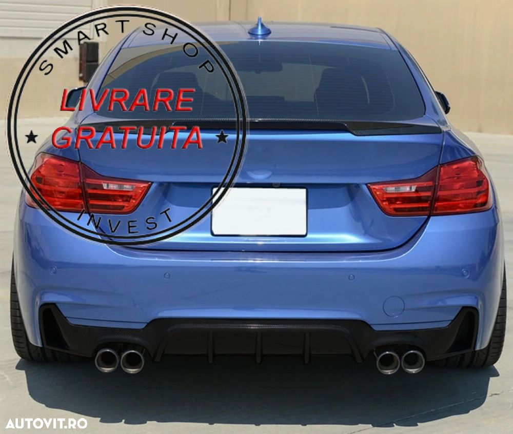 Difuzor Bara Spate Evacuare Dubla BMW Seria 4 F32 F33 F36 (2013-2019) Negru Lucios- livrare gratuita - 9