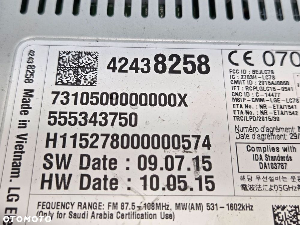 OPEL ASTRA K V 5 RADIO MODUŁ NAVI 42438258 555343750 - 7