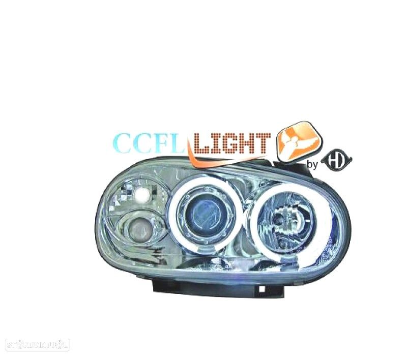 FARÓIS FRONTAIS VOLKSWAGEN VW GOLF 4 FUNDO CROMADO - 1