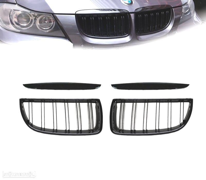 GRELHAS BMW E90 E91 PRE-LCI 05-08 PRETO BRILHANTE - 1