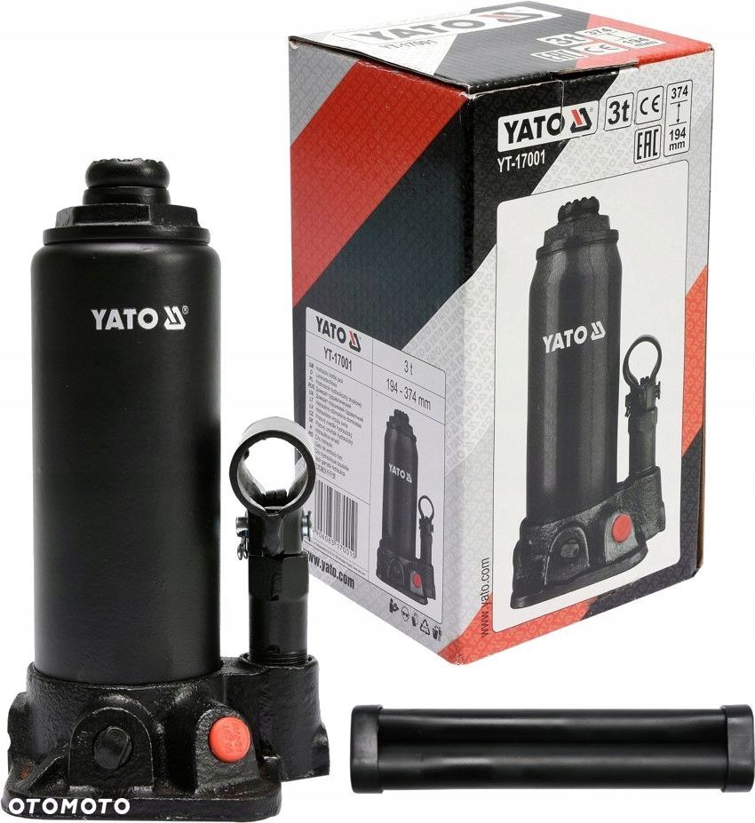 YATO PODNOŚNIK HYDRAULICZNY SŁUPKOWY SAMOCHODOWY UDŹWIG 3T DO 374MM YT17001 - 1
