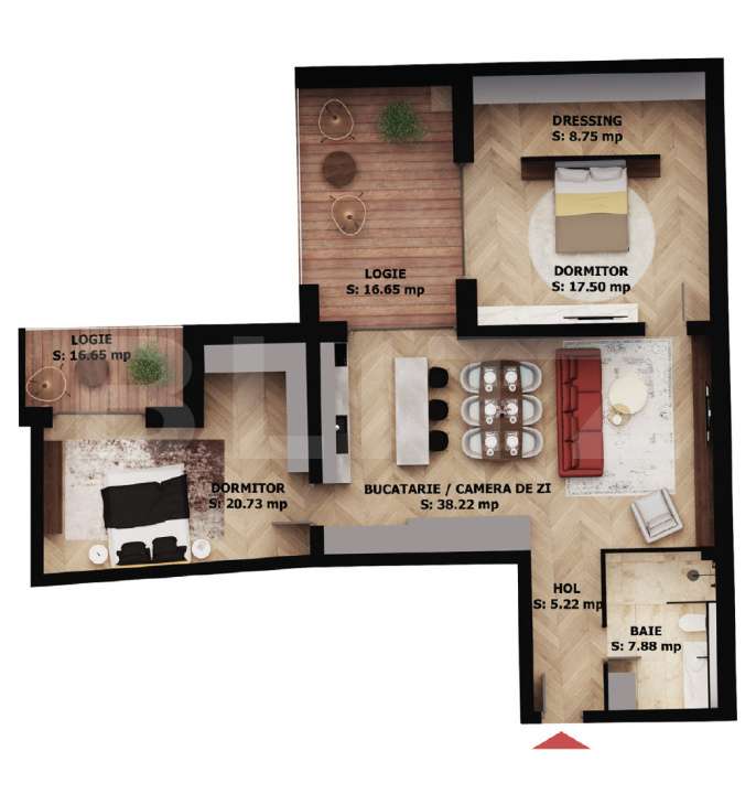 Apartament cu 3 camere in EAS Residence | 2 logii — fotografia 1