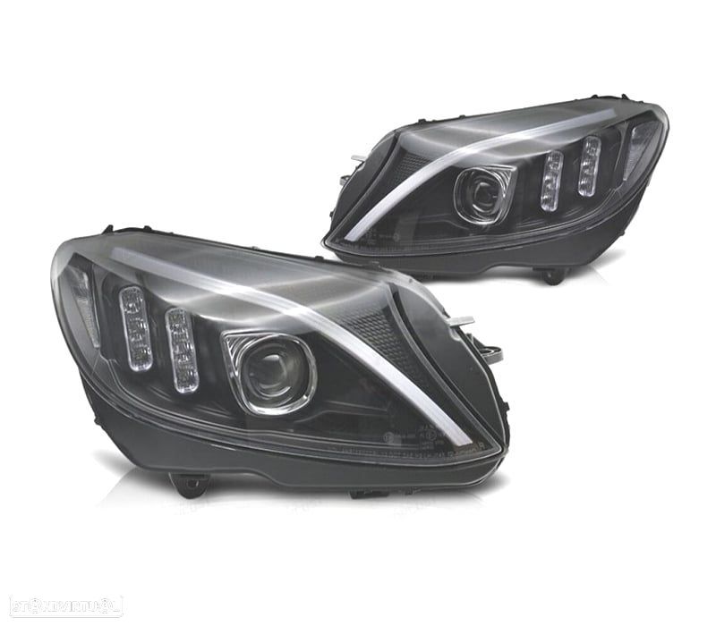 FARÓIS MERCEDES CLASE C W205 14-18 LED FUNDO PRETO - 1