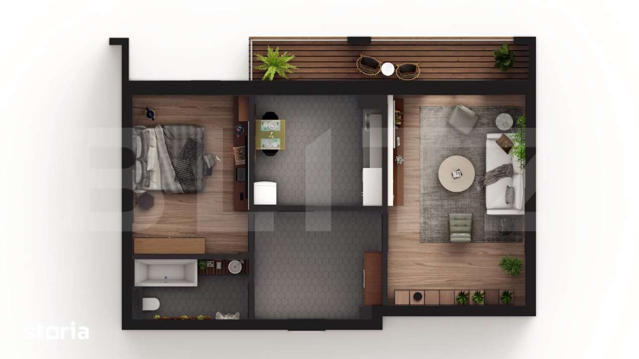 Apartament de 2 camere, decomandat, etaj intermediar, Visani — fotografia 3