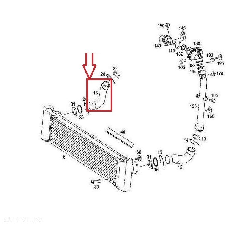 Furtun intercooler, supraalimentare Mercedes Vito/Viano (W639) 2003-2014, diametru 58 mm, cauciuc, 5040PT-3 - 1