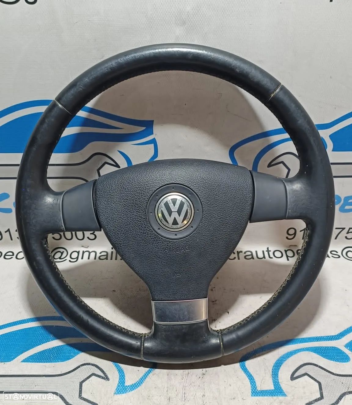 VOLANTE GUIADOR COMPLETO VW VOLKSWAGEN GOLF V 5 MK5 1K0419091M 1K0419091 PELE AIRBAG - 1