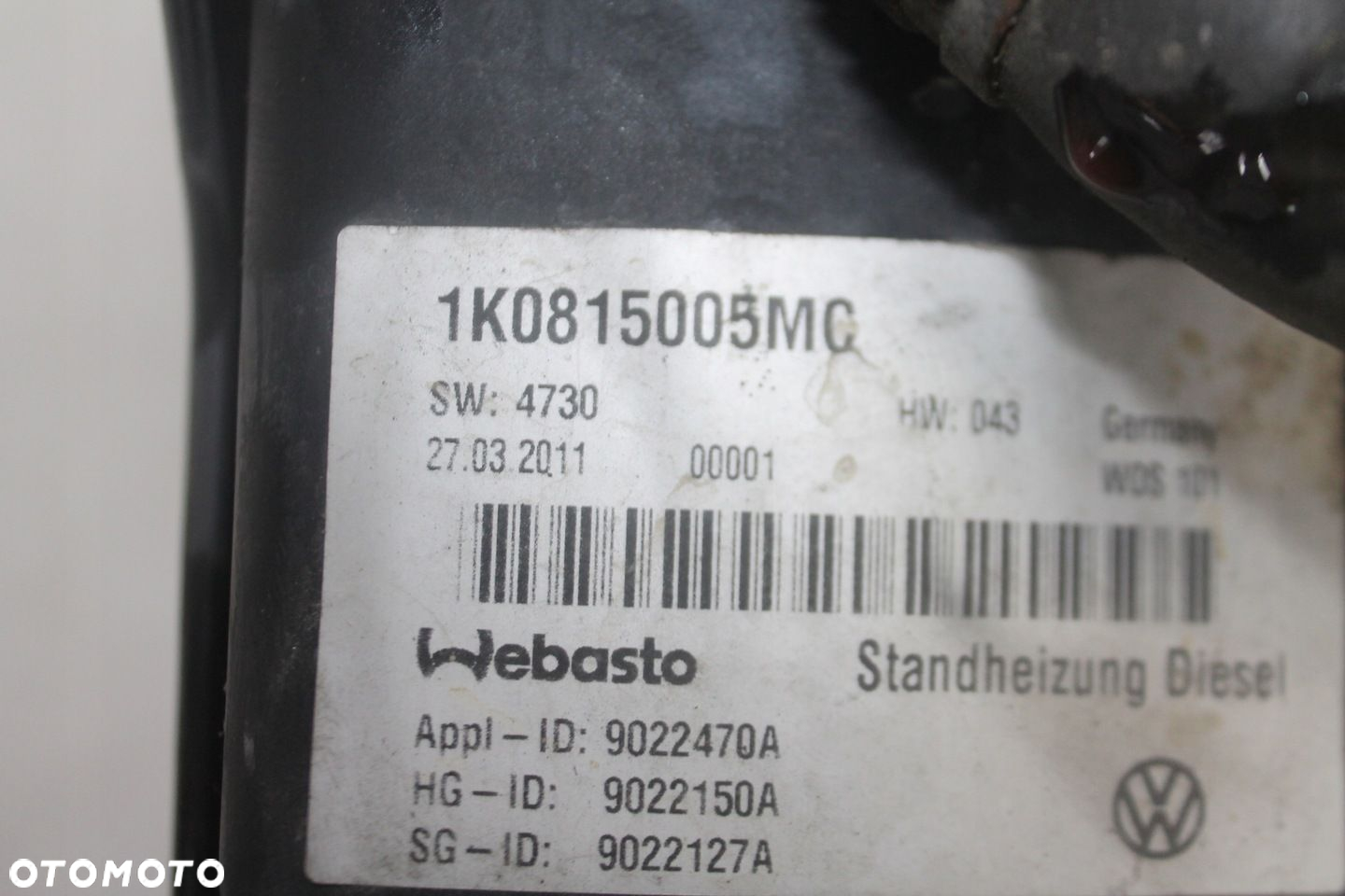 OGRZEWANIE POSTOJOWE WEBASTO 1K0815005MC SKODA SUPERB II 08-13 - 4