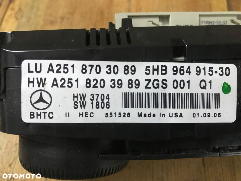 MERCEDES gl ml 164 panel klimatyzacji 2518703089 - 2