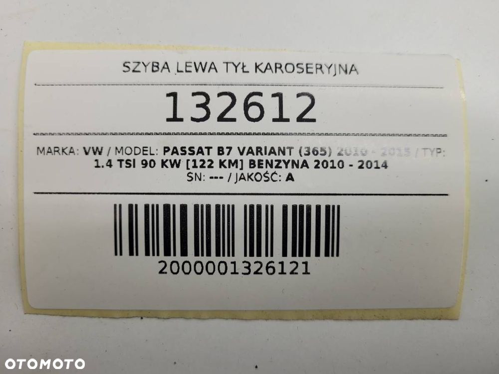 SZYBA LEWA TYŁ KAROSERYJNA VW PASSAT B7 ORYGINAŁ - 11