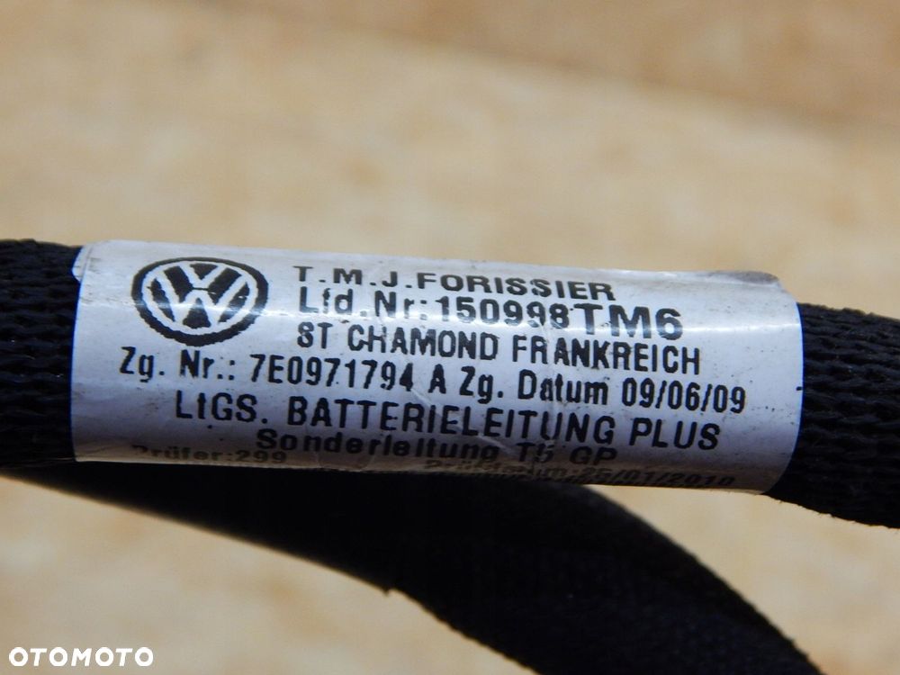 vw t5 lift klema przewód akumulatora plus plusowy 7e0971794a - 2
