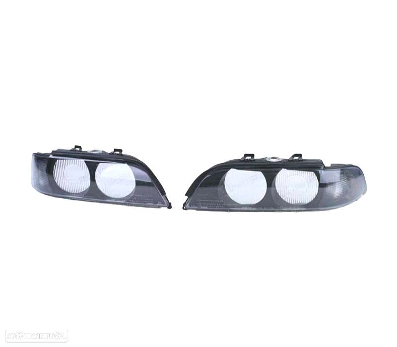 CAPAS DE FARÓIS FRONTAIS PARA BMW E39 95-00 D2S BLACK SMOKED PRETO FUMADO ESCURECIDO - 2