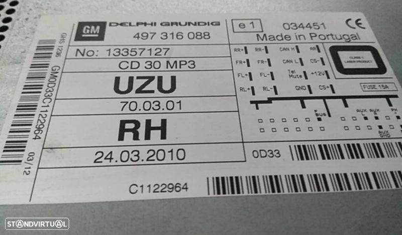Rádio / auto-rádio OPEL Corsa D - 3