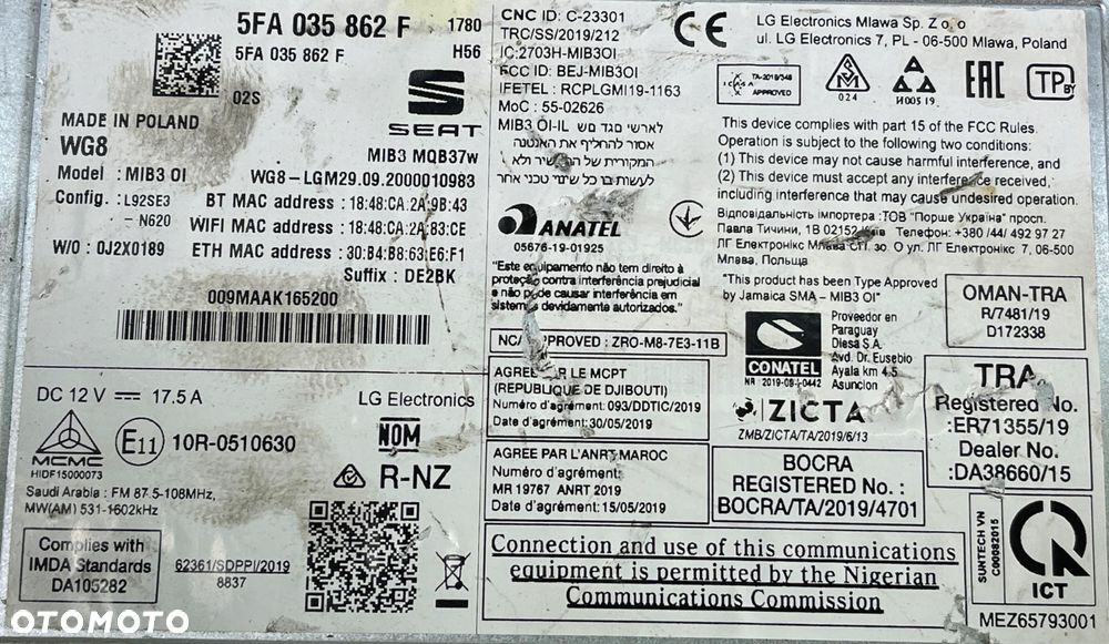 SEAT MIB STEROWNIK MMI NAWIGACJA 5FA035862F - 2