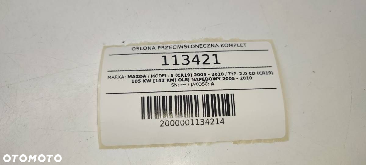 OSŁONA PRZECIWSŁONECZNA DASZEK LEWY PRAWY MAZDA 5 CR CR19 - 4