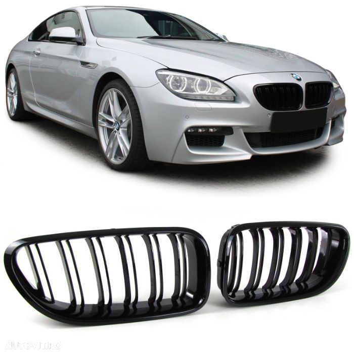 Grile Duble Negre pentru BMW SERIA 6 M6 F06 F12 F13 Cabrio Coupe Gran Coupe  CALITATE PREMIUM ⭐️⭐️⭐️⭐️⭐️ - 2