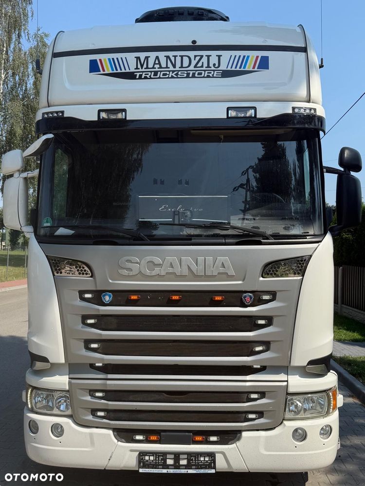 Scania R450 TOPLINE STREAMLINE AUTOMAT RETARDER FULLSPOJLERY STANDKLIMA WEBASTO XENONY LEDY SKÓRA 2xALUTANK LODÓWKA LOW DECK MEGA EURO 6 BEZ EGR 2016r ŁADNA - 2