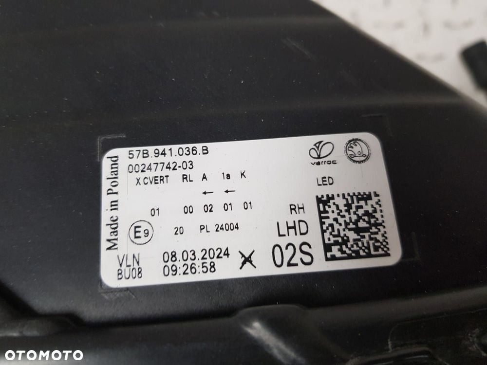 SKODA KAROQ LIFT 22-24 LAMPA PRAWA REFLEKTOR LED KOMPLETNA 57B941036B EUROPA - 8