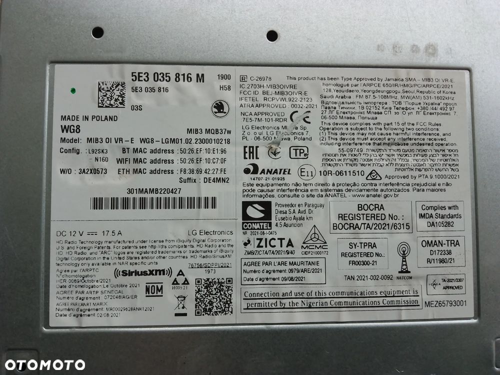 CZYTNIK MULTIMEDIA MIB3 OCTAVIA IV 5E3035816  5E3035816D - 9