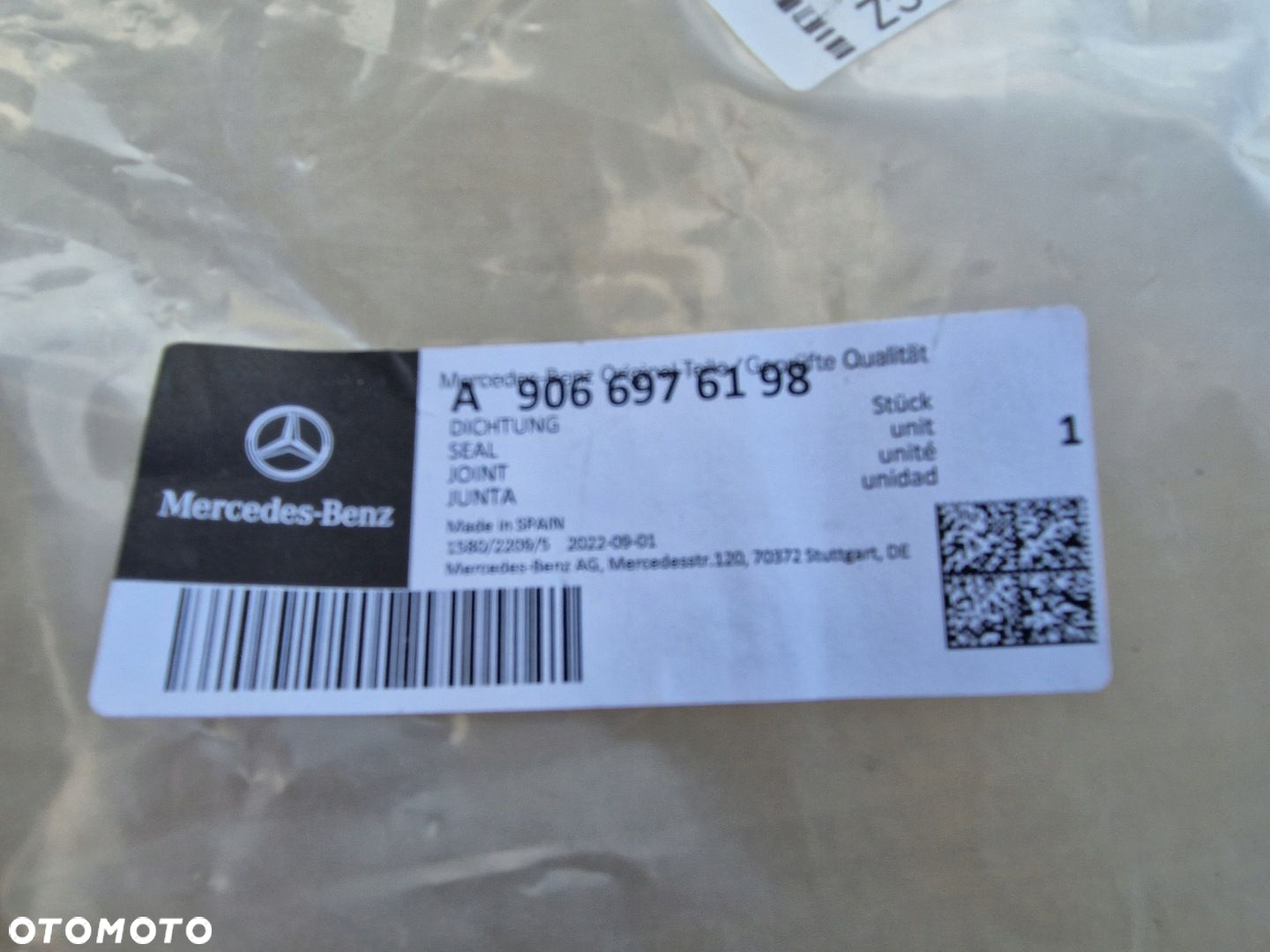 MERCEDES SPRINTER 906 2010 -2018 L1H1 Uszczelka drzwi tyl OE NOW ORYGINAŁ - 2