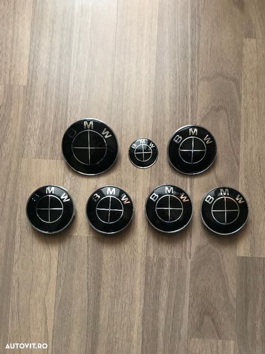 Set 7 capace capota portbagaj roti si volan compatibil BMW negru negre - 1