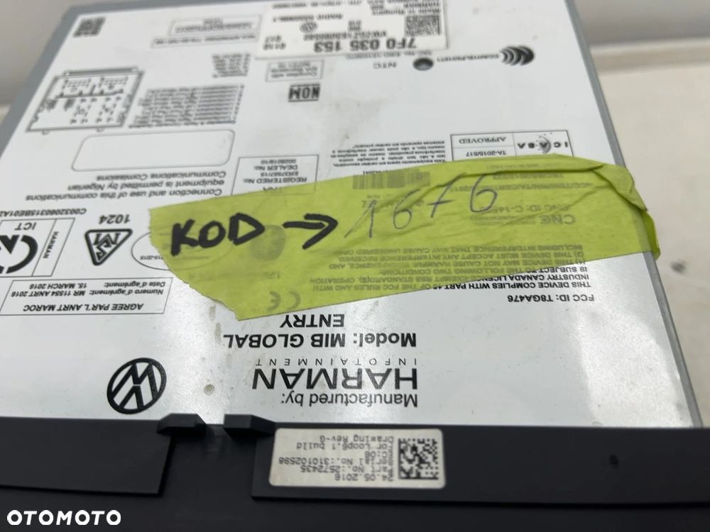 Radio VW Caddy III Lift Amarok Transporter T6 T6.1 Multivan 15-20r. z kodem do radia tuner fabryczny - 9