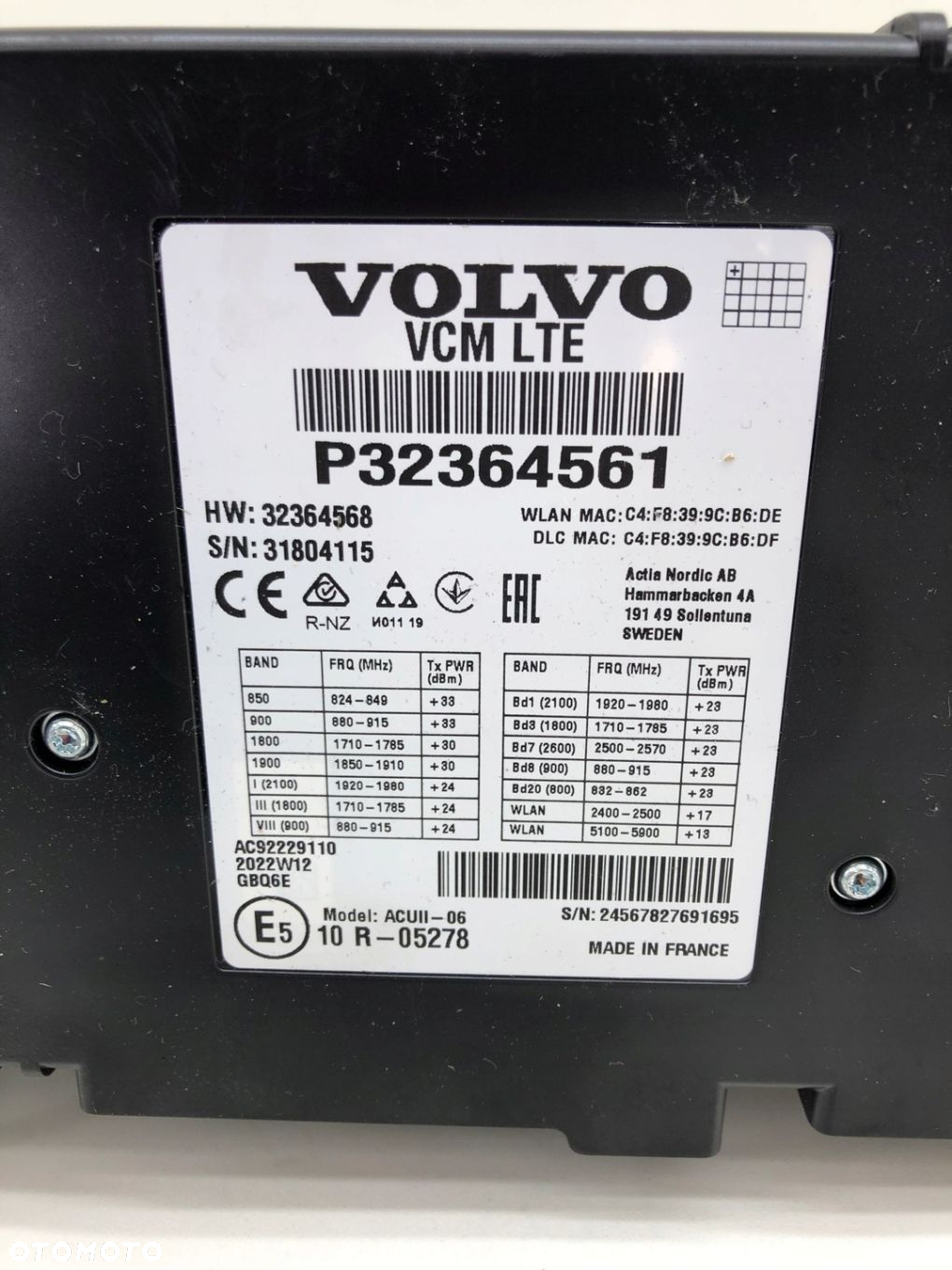VOLVO XC40 MODUŁ KOMPENSATOR VCM LTE MOCOWANIE KOMPLET 31475065 32364561 - 3