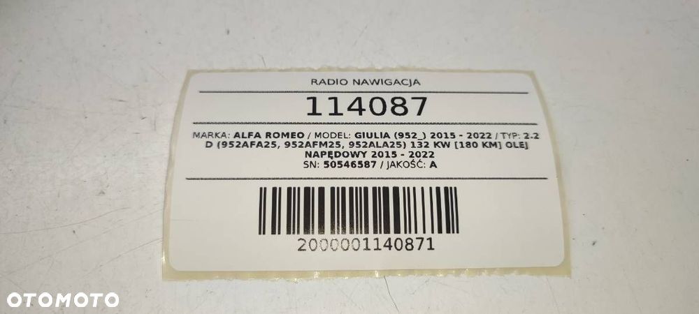 RADIO NAWIGACJA 50546587 ALFA ROMEO GIULIA STELVIO EUROPA - 6