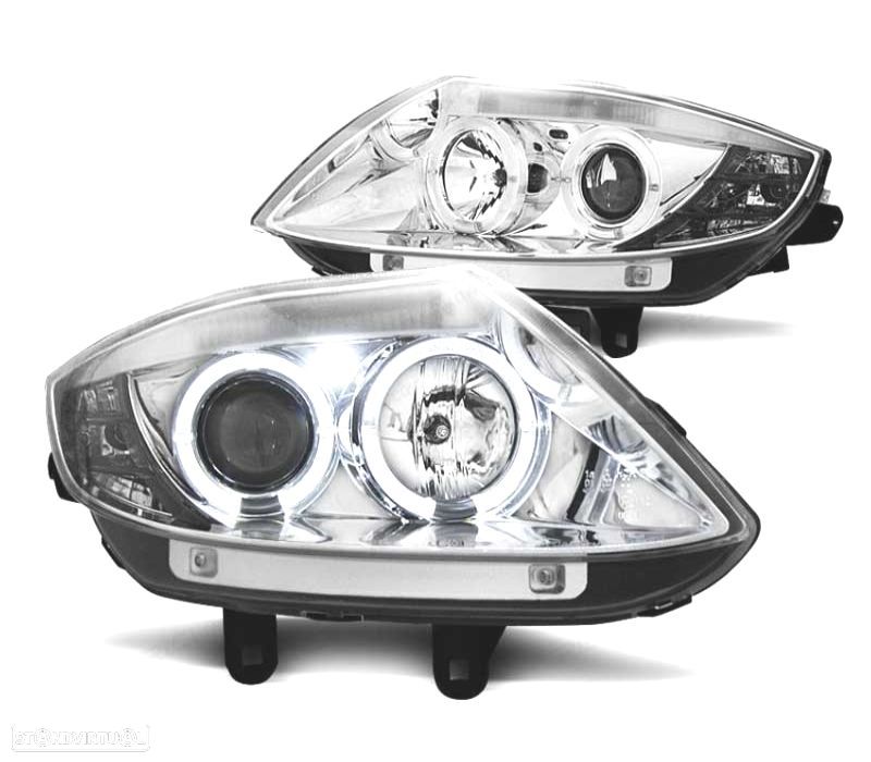 FARÓIS BMW Z4 E85 03-09 ANGEL EYES FUNDO CROMADO - 1