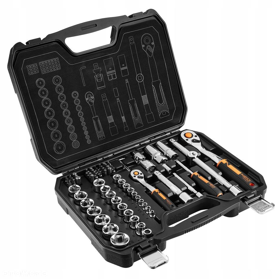 NEO ZESTAW KLUCZE NASADOWE 1/2" 1/4" 73elem CRV BITY TORX NASADKI WALIZKA - 5