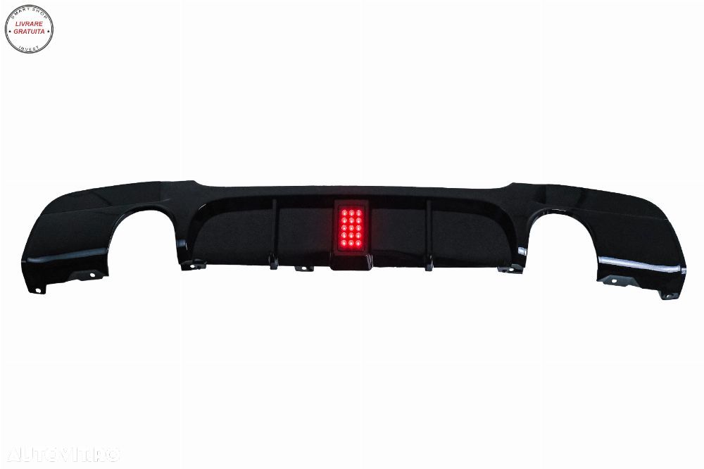 Difuzor Bara Spate cu LED BMW Seria 3 E90 E91 (2004-2012) M Design Negru Lucios- livrare gratuita - 1