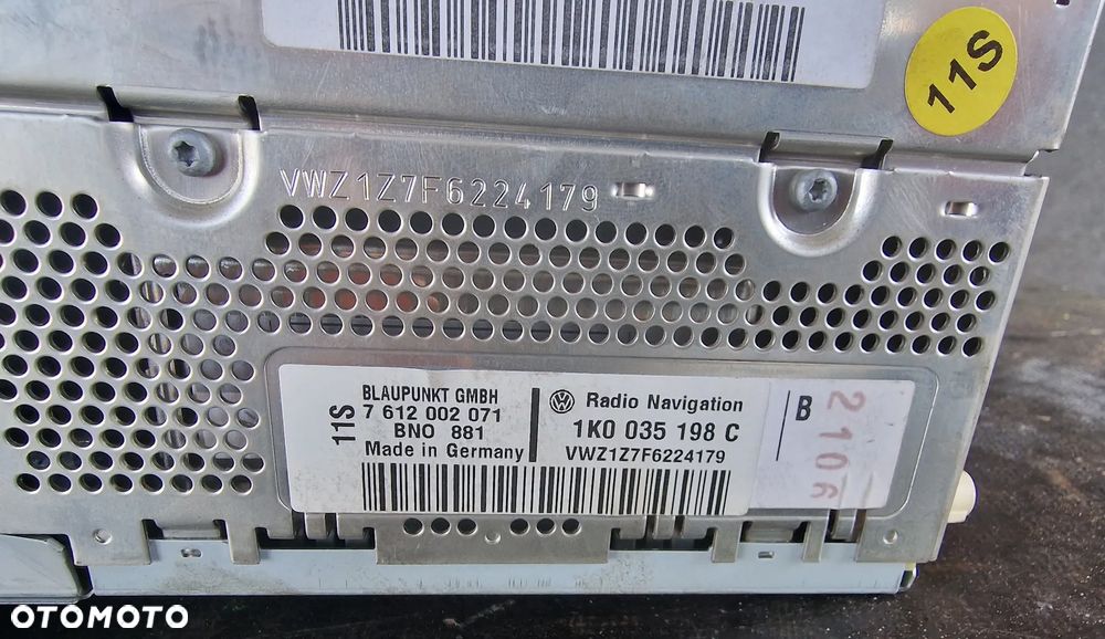 NAWIGACJA RADIO + KOD 1K0035198C VW GOLF V  PLUS - 7